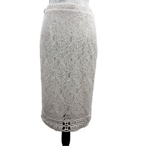 Spense White Lace Knee-Length Pencil Skirt size medium